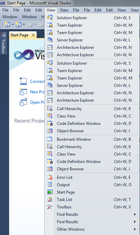 Visual Studio Menu